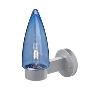 Buy silver-with-blue-bubble-glass-and-blue-shade Besa Sulu Outdoor Sconce Outdoor (Damp) Sconce by Besa