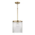 Aged Brass with Beveled Fluted Glass Glass and Clear Textured Shade