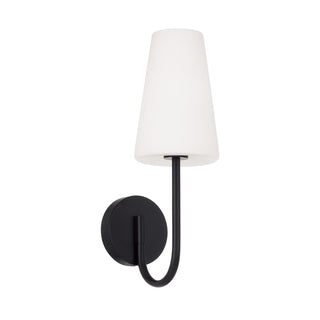 Buy matte-black-with-soft-white-glass-glass-and-white-shade Averitt Outdoor (Damp) Wall Sconce by Capital Lighting