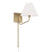 Aged Brass with White Fabric Shade Glass and White Shade