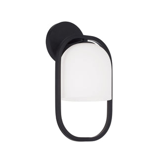Buy matte-black-with-soft-white-glass-glass-and-white-shade Zeek Outdoor (Damp) Sconce by Capital Lighting