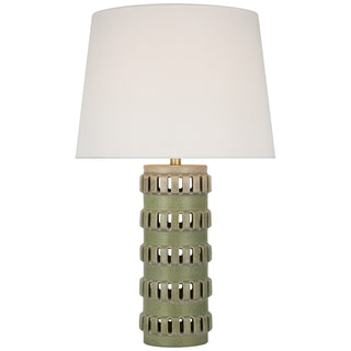 Buy dusted-mint-with-15-x-18-x-13-5-linen-glass Mullin Table Lamp by Visual Comfort Signature