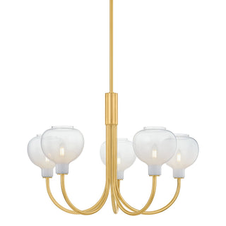 Buy aged-brass-with-sfumato-glass-and-white-shade Estelle Outdoor (Damp) Chandelier by Mitzi