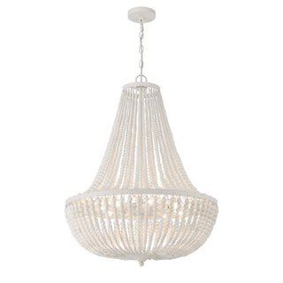 Buy matte-white-with-wood-beads-glass Rylee Outdoor (Damp) Chandelier by Crystorama