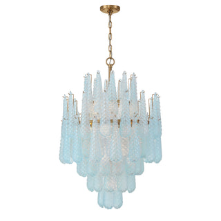 Buy aged-brass-with-sand-glass-glass-and-blue-shade Ollie Chandelier by Crystorama