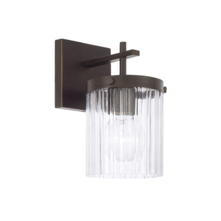 Buy oil-rubbed-bronze-with-beveled-fluted-glass-glass-and-clear-textured-shade Vaughn Outdoor (Damp) Sconce by Capital Lighting