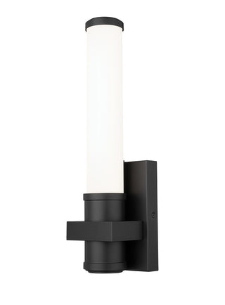 Buy matte-black-with-white-opal-glass-and-opal-shade Idris Outdoor (Damp) Sconce by Z-Lite