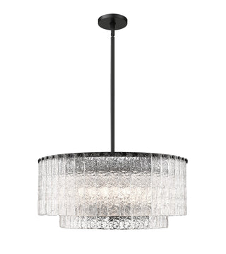 Buy matte-black-with-clear-glass-and-clear-textured-shade Glacier Pendant by Z-Lite