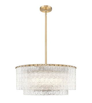 Buy modern-gold-with-clear-glass-and-clear-textured-shade Glacier Pendant by Z-Lite