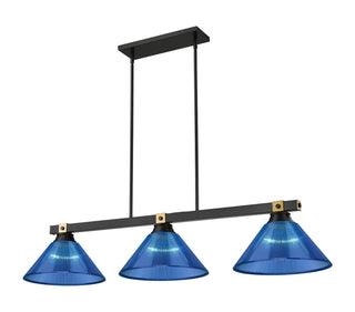 Buy matte-black-rubbed-brass-with-dark-blue-glass-and-blue-shade Bronte Billiard by Z-Lite