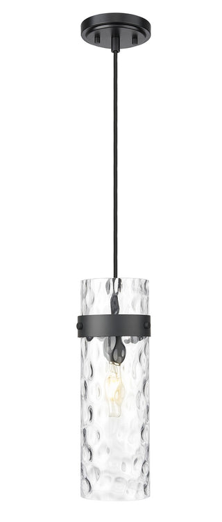 Buy matte-black-with-clear-waterglass-glass-and-clear-textured-shade Fontaine Outdoor (Damp) Pendant by Z-Lite
