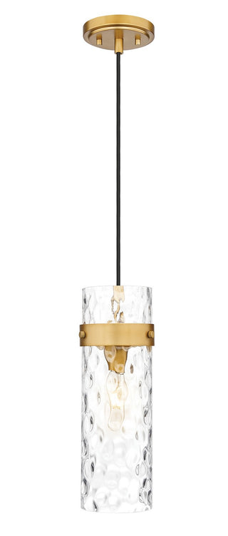 Buy rubbed-brass-with-clear-waterglass-glass-and-clear-textured-shade Fontaine Outdoor (Damp) Pendant by Z-Lite