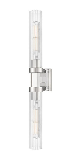 Buy polished-nickel-with-clear-ribbed-glass-and-clear-textured-shade Beau Outdoor (Damp) Sconce by Z-Lite