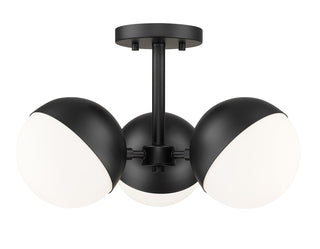 Buy matte-black-with-matte-opal-glass-and-white-shade Realm Sphere Outdoor (Damp) Semi-Flush Mount Ceiling Light by Z-Lite