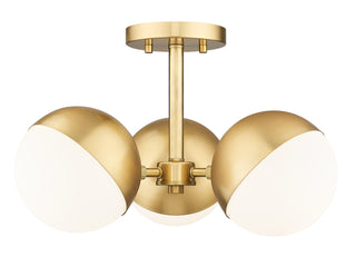 Buy modern-gold-with-matte-opal-glass-and-white-shade Realm Sphere Outdoor (Damp) Semi-Flush Mount Ceiling Light by Z-Lite