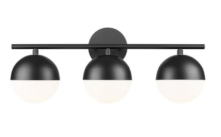 Buy matte-black-with-matte-opal-glass-and-white-shade Realm Sphere Vanity by Z-Lite