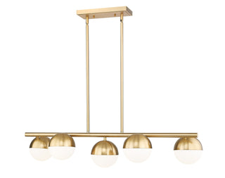 Buy modern-gold-with-matte-opal-glass-and-white-shade Realm Sphere Outdoor (Damp) Chandelier by Z-Lite