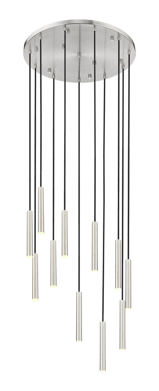 Buy brushed-nickel-with-brushed-nickel-glass-and-silver-gray-shade Forest Outdoor (Damp) Chandelier by Z-Lite