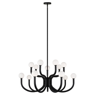 Buy matte-black-with-opal-glass-glass-and-opal-shade Joelle Chandelier by Matteo Lighting