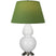 Lily Glazed Ceramic w/Antique Silvered with Tea Green W/ Taupe Lining Fabric Shade Glass and Green Shade