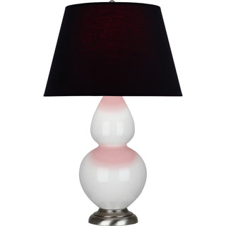 Buy lily-glazed-ceramic-w-antique-silvered-with-ink-black-w-rose-red-lining-fabric-shade-glass-and-black-shade Double Gourd Table Lamp by Robert Abbey