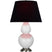 Lily Glazed Ceramic w/Antique Silvered with Ink Black W/ Rose Red Lining Fabric Shade Glass and Black Shade
