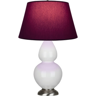 Buy lily-glazed-ceramic-w-antique-silvered-with-plum-w-lavender-lining-fabric-shade-glass-and-red-shade Double Gourd Table Lamp by Robert Abbey