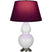 Lily Glazed Ceramic w/Antique Silvered with Plum W/ Lavender Lining Fabric Shade Glass and Red Shade