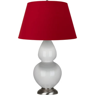 Buy lily-glazed-ceramic-w-antique-silvered-with-rose-red-w-ink-black-lining-fabric-shade-glass-and-red-shade Double Gourd Table Lamp by Robert Abbey