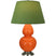 Pumpkin Glazed Ceramic w/Antique Silvered with Tea Green W/ Taupe Lining Fabric Shade Glass and Green Shade