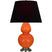 Pumpkin Glazed Ceramic w/Antique Silvered with Ink Black W/ Rose Red Lining Fabric Shade Glass and Black Shade