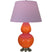 Pumpkin Glazed Ceramic w/Antique Silvered with Lavender W/ Plum Lining Fabric Shade Glass and Pink Shade