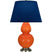 Pumpkin Glazed Ceramic w/Antique Silvered with Navy W/ Gray Lining Fabric Shade Glass and Blue Shade