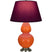 Pumpkin Glazed Ceramic w/Antique Silvered with Plum W/ Lavender Lining Fabric Shade Glass and Red Shade