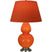Pumpkin Glazed Ceramic w/Antique Silvered with Tangerine W/ Taupe Lining Fabric Shade Glass and Red Shade
