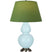 Baby Blue Glazed Ceramic w/Antique Silvered with Tea Green W/ Taupe Lining Fabric Shade Glass and Green Shade