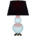 Baby Blue Glazed Ceramic w/Antique Silvered with Ink Black W/ Rose Red Lining Fabric Shade Glass and Black Shade