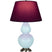Baby Blue Glazed Ceramic w/Antique Silvered with Plum W/ Lavender Lining Fabric Shade Glass and Red Shade