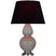 Smokey Taupe Glazed Ceramic w/Antique Silvered with Ink Black W/ Rose Red Lining Fabric Shade Glass and Black Shade