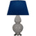 Smokey Taupe Glazed Ceramic w/Antique Silvered with Navy W/ Gray Lining Fabric Shade Glass and Blue Shade