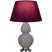 Smokey Taupe Glazed Ceramic w/Antique Silvered with Plum W/ Lavender Lining Fabric Shade Glass and Red Shade