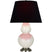 Bone Glazed Ceramic w/Antique Silvered with Ink Black W/ Rose Red Lining Fabric Shade Glass and Black Shade