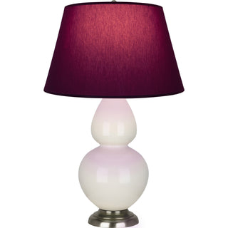 Buy bone-glazed-ceramic-w-antique-silvered-with-plum-w-lavender-lining-fabric-shade-glass-and-red-shade Double Gourd Table Lamp by Robert Abbey