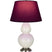 Bone Glazed Ceramic w/Antique Silvered with Plum W/ Lavender Lining Fabric Shade Glass and Red Shade