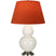 Bone Glazed Ceramic w/Antique Silvered with Tangerine W/ Taupe Lining Fabric Shade Glass and Orange Shade