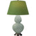 Celadon Glazed Ceramic w/Antique Silvered with Tea Green W/ Taupe Lining Fabric Shade Glass and Green Shade