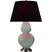 Celadon Glazed Ceramic w/Antique Silvered with Ink Black W/ Rose Red Lining Fabric Shade Glass and Black Shade