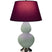 Celadon Glazed Ceramic w/Antique Silvered with Plum W/ Lavender Lining Fabric Shade Glass and Red Shade