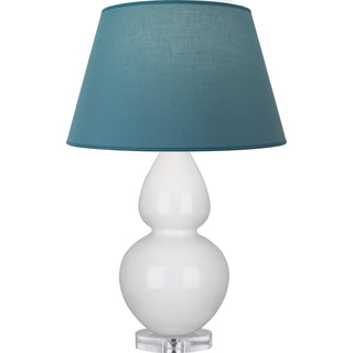 Buy lily-glazed-ceramic-w-lucite-with-bright-blue-w-gray-lining-fabric-shade-glass-and-blue-shade Double Gourd Table Lamp by Robert Abbey