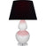 Lily Glazed Ceramic w/Lucite with Ink Black W/ Rose Red Lining Fabric Shade Glass and Black Shade